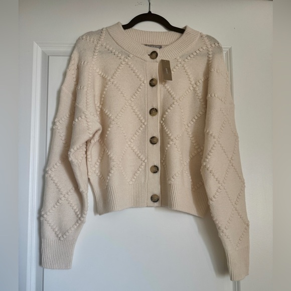 J. Crew Sweaters - NWT! J. CREW Women’s Popcorn-stitch Cardigan in Vintage Wool, Ivory, Size Small